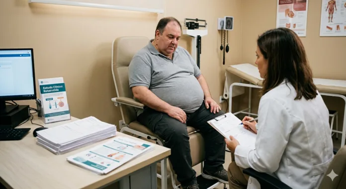 paciente obeso num consultório medico.